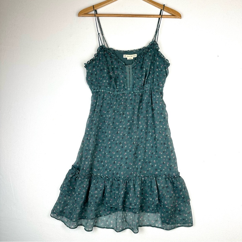 American Eagle Outfitters Babydoll Spaghetti Strap Chiffon Ruffle Dress